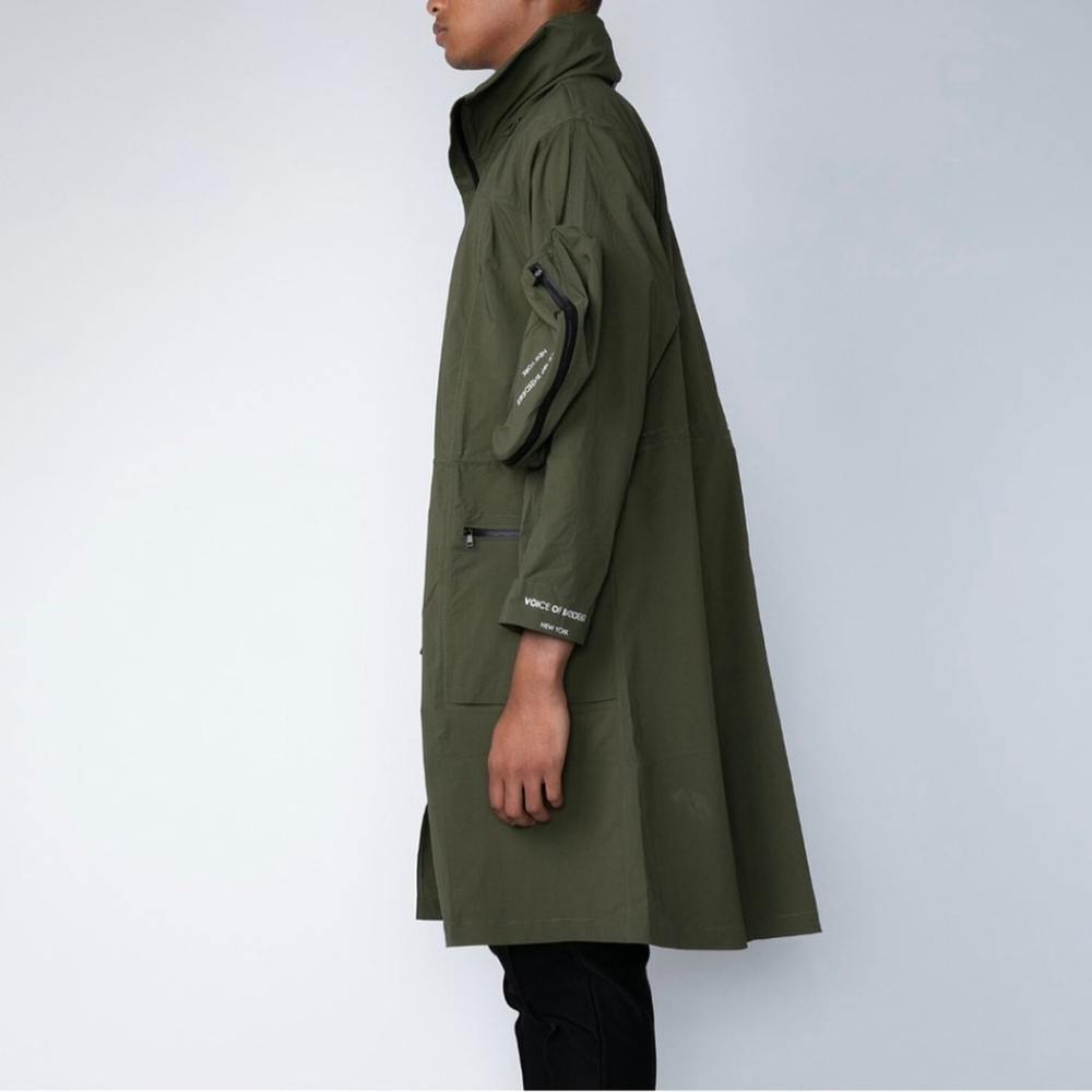 Voice Of Insiders Long Green Jacket Small Oversized Coat S Olive Green - Picture 10 of 13